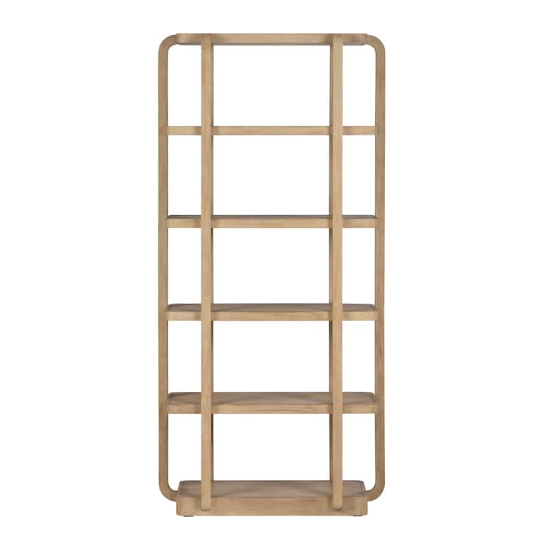 76 in. Tan Solid Wood 5 Shelf Etagere