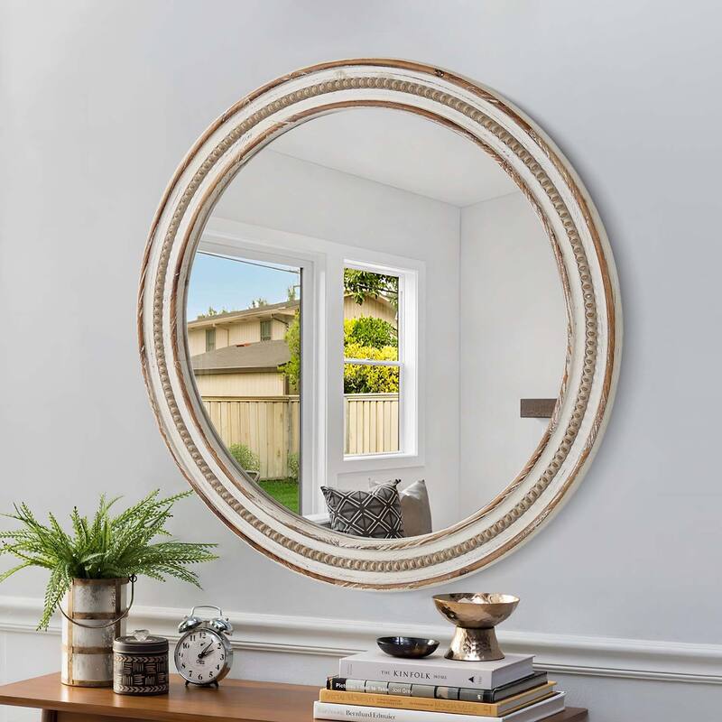 GDF Studio - Elara Beaded Round Decorative Wall Mirror