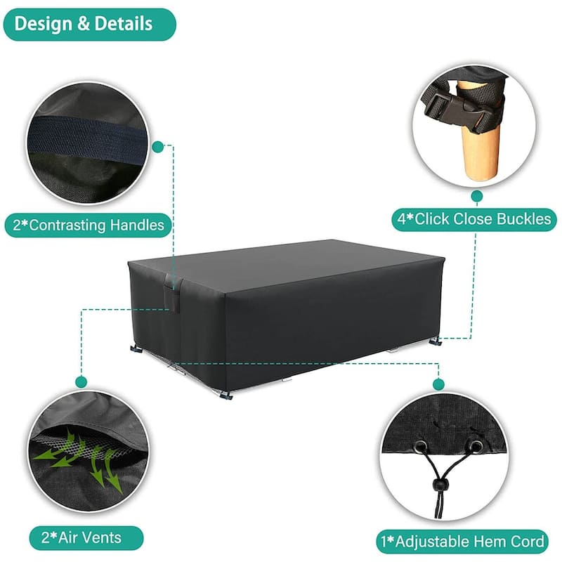 Patio Furniture Set Cover Upgraded Waterproof Outdoor Sectional Sofa Cover Patio Table and Chair Set Covers - 126"x63"x28"