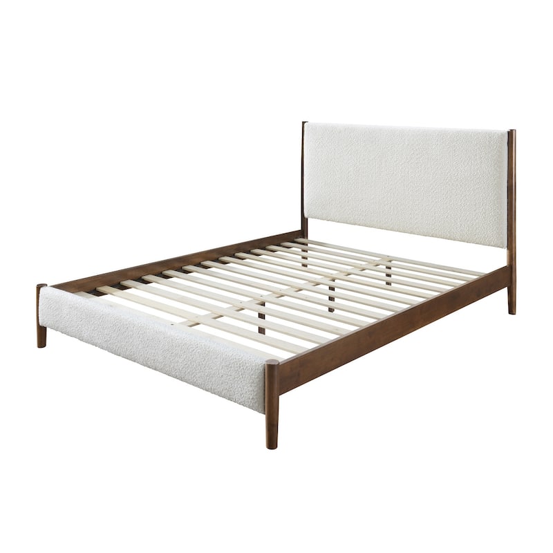 Callan Cream Boucle Upholstered Queen Platform Bed Frame