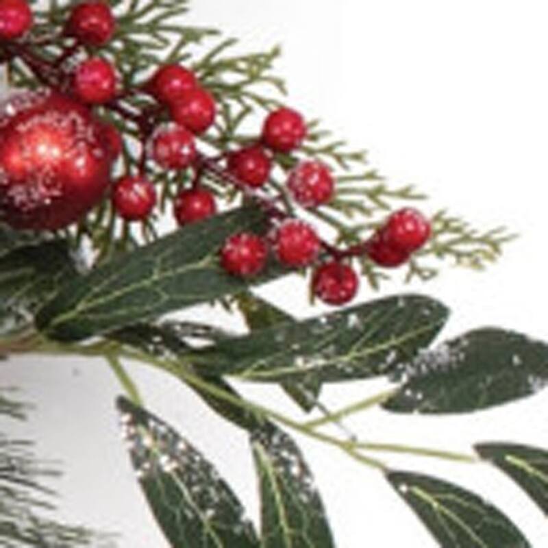 HomeRoots 25" Green And Red Artificial Pine Berries And Ornaments Christmas Wreath