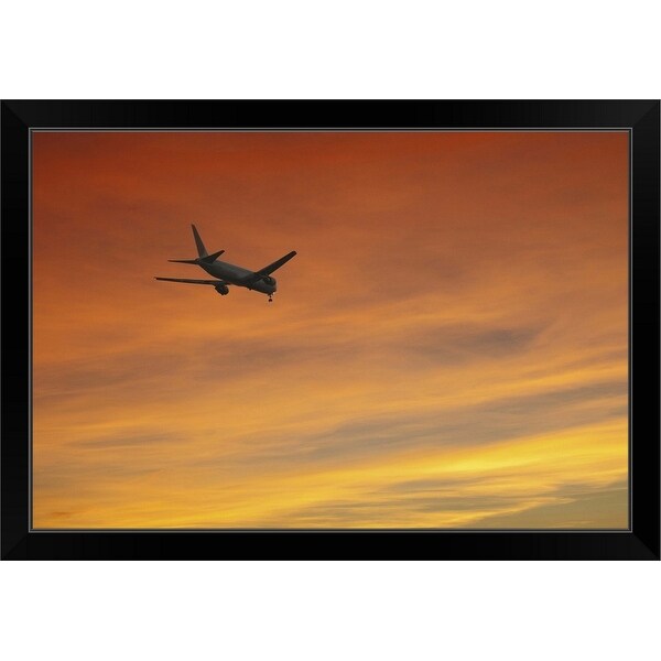 "Airplane at Dusk" Black Framed Print