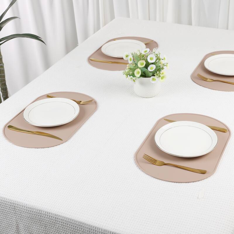 6 Pack Silicone Placemats for Kitchen Dining Table Decor Heat Resistant Table Placemats Wipeable Table Mat - 15*10in