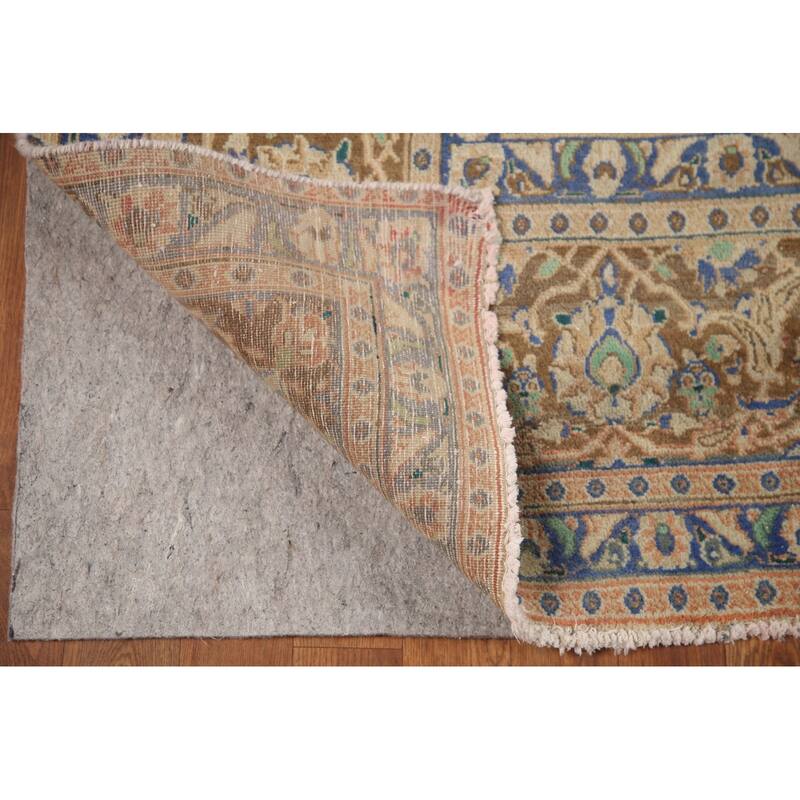 Hand Knotted Oriental 100% Wool Carpet Traditional Floral Coral Mashad Area Rug - 12' 6'' X 9' 2''