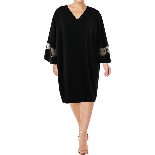 Shop Lauren Ralph Lauren Womens Plus Cocktail Dress Lace Inset