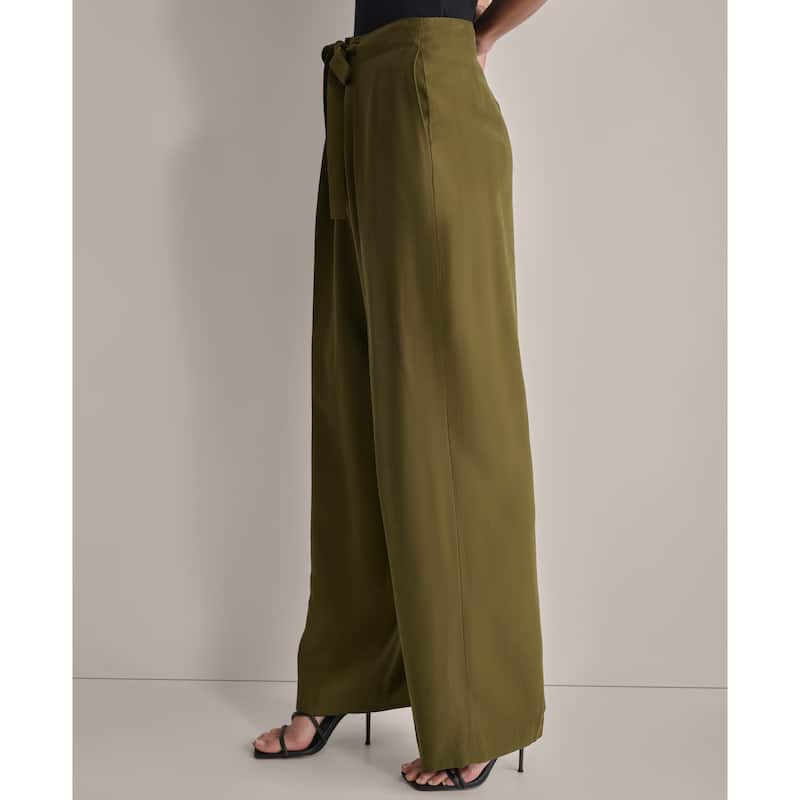 DKNY Tie Front Twill Trousers