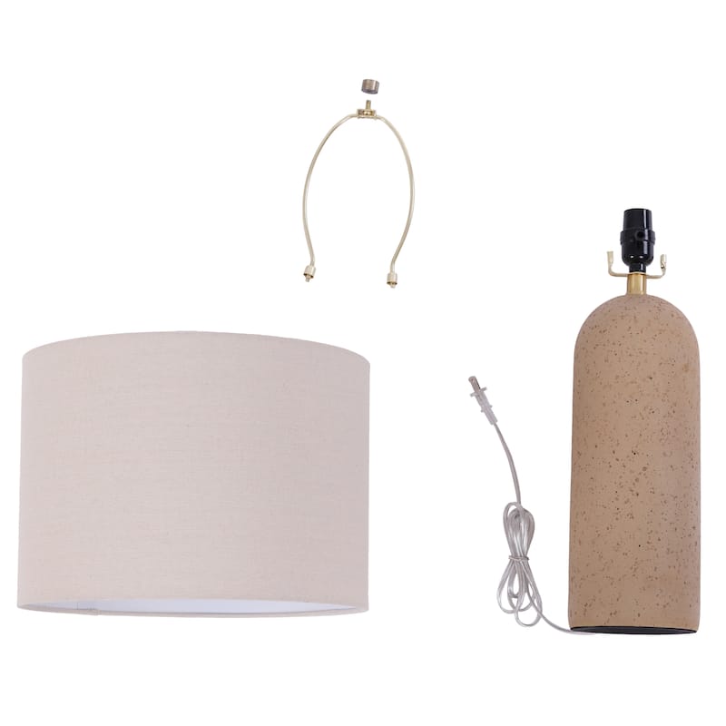 26" Painted Ceramic Accent Table Lamp with Drum Linen Shade