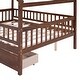 preview thumbnail 10 of 13, Walnut Full Size Wooden House Bed with Two Drawers and Fence for Boys, Girls and Bedroom