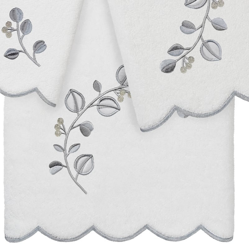 Authentic Hotel and Spa 100% Turkish Cotton WILD BRANCH Scallop Embellished Towel Collection