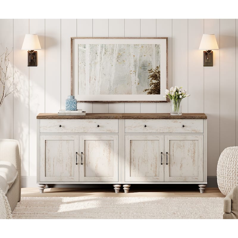Farmhouse Sideboard, Buffet Cabinet with Storage Cabinets