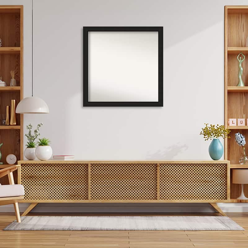 Midnight Black Narrow Non-Beveled Wood Framed Wall Mirror - Midnight Black Narrow