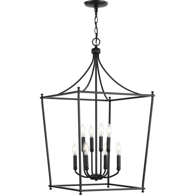 Parkhurst Collection Eight-Light New Traditional Matte Black Chandelier Foyer Light - 20 in x 20 in x 36 in