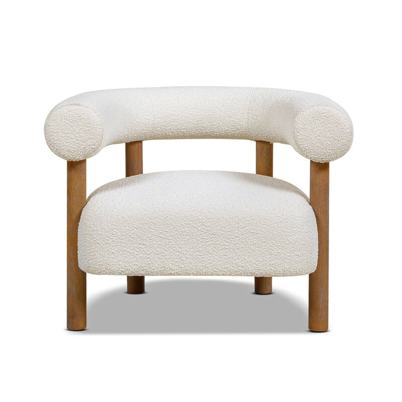 Fuji 37" Mid Century Modern Barrel Boucle Sherpa Accent Arm Chair