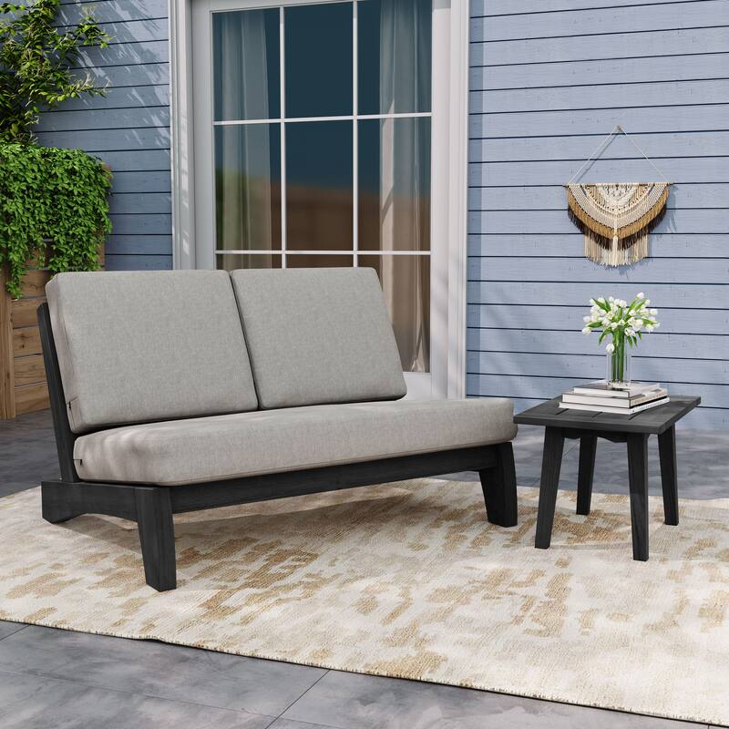 Outdoor Sectional Furniture Teak Conversation Set with Side Table