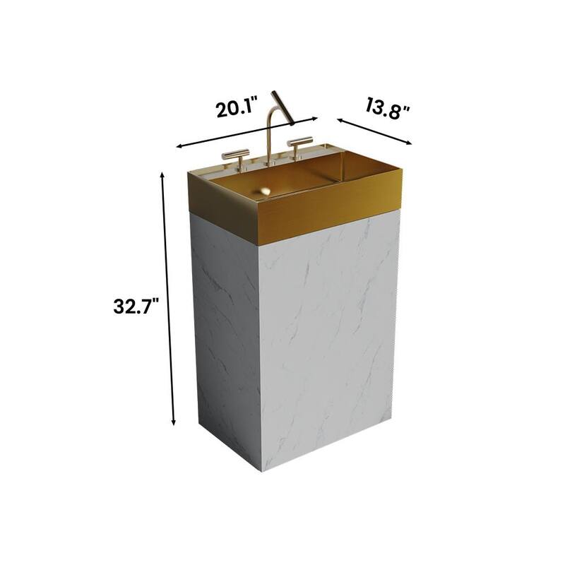 20" Black Marble Bathroom Vanity ，Stainless Steel Bathroom Sink, Freestanding Bathroom Cabinet