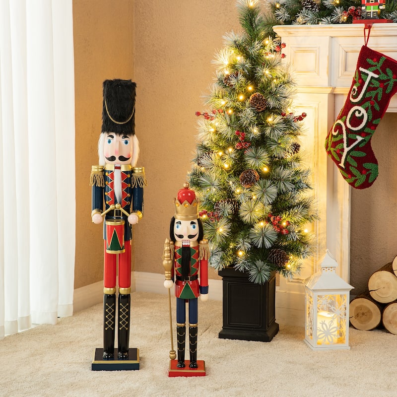 Glitzhome 24"H Wooden Christmas King Nutcracker Table Top Centerpiece Decor