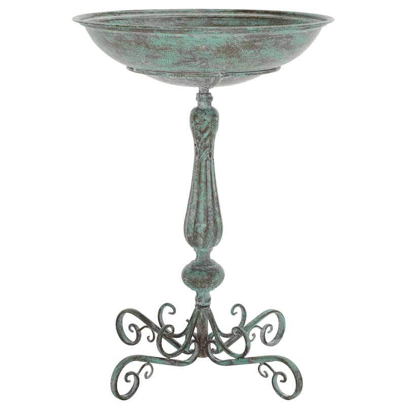 SAFAVIEH Outdoor Brisa Victorian Scroll Iron Bird Bath - 19" W x 19" D x 27" H - 19"W x 19"D x 27"H