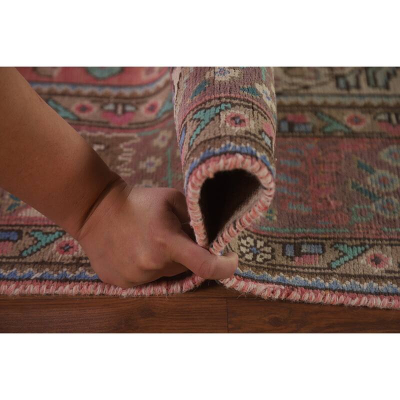 Hand Knotted Oriental 100% Wool Carpet Traditional Floral Pink Tabriz Area Rug - 9' 10'' X 6' 7''