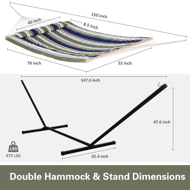 Hammock Double Hammock with Stand, Two Person Cotton Rope Hammock