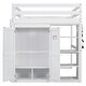 preview thumbnail 7 of 22, Wood Full Size Loft Bed with Built-in Wardrobe, Storage Shelves, and LED Light, White