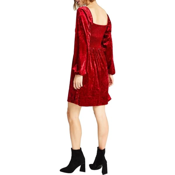 Bar Iii Women's Velvet Smocked Long Sleeve Dress Red Size Small - Bed Bath  & Beyond - 40571808