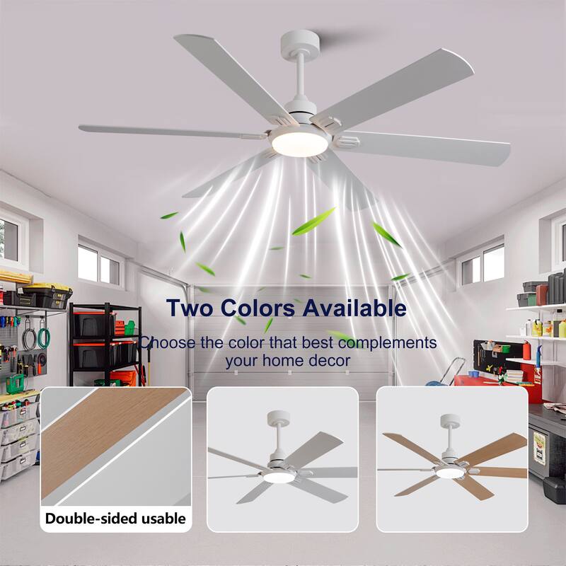 60" Ceiling Fan with Light, Remote Control, Dimmable LED, 6-Speed Quiet DC Motor