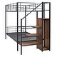 preview thumbnail 5 of 9, Black Twin over Twin Size Metal Bunk Bed with Lateral Storage Ladder and Wardrobe for Kids, Boys and Girls