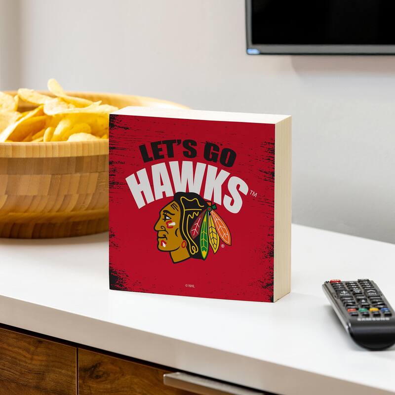 Chicago Blackhawks Wooden Tabletop Mantel Shelf Sign - 6" x 6"