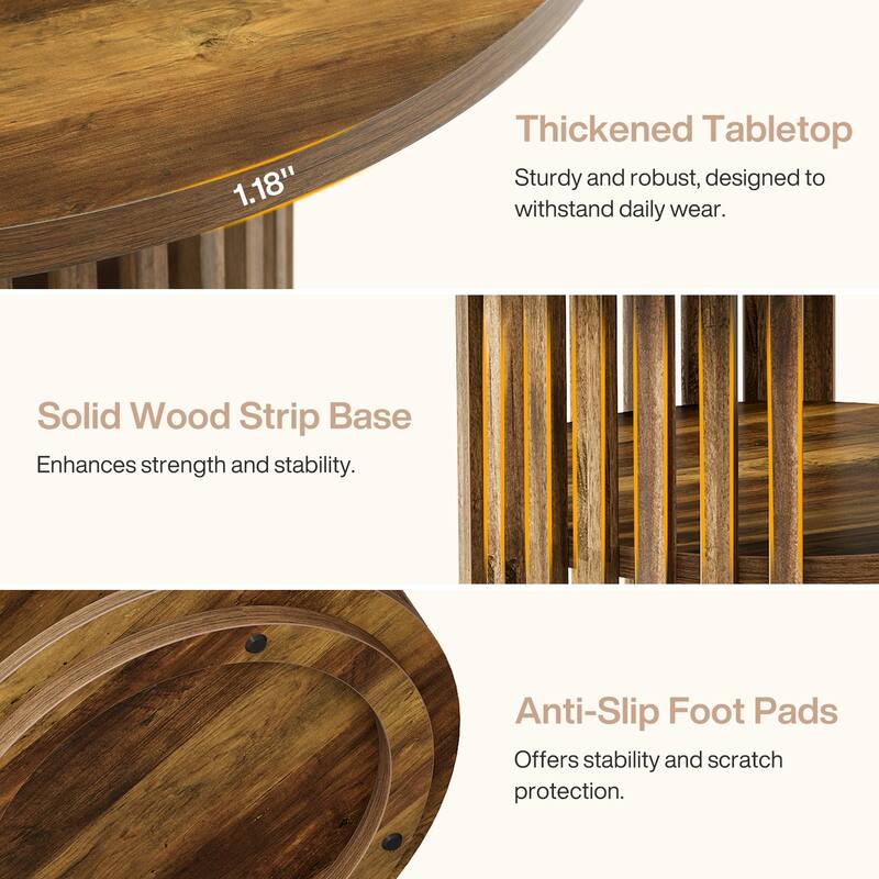 47 Inch Round Conference Table with Storage and Solid Wood Base - 47.24" D x 47.24" W x 29.53" H