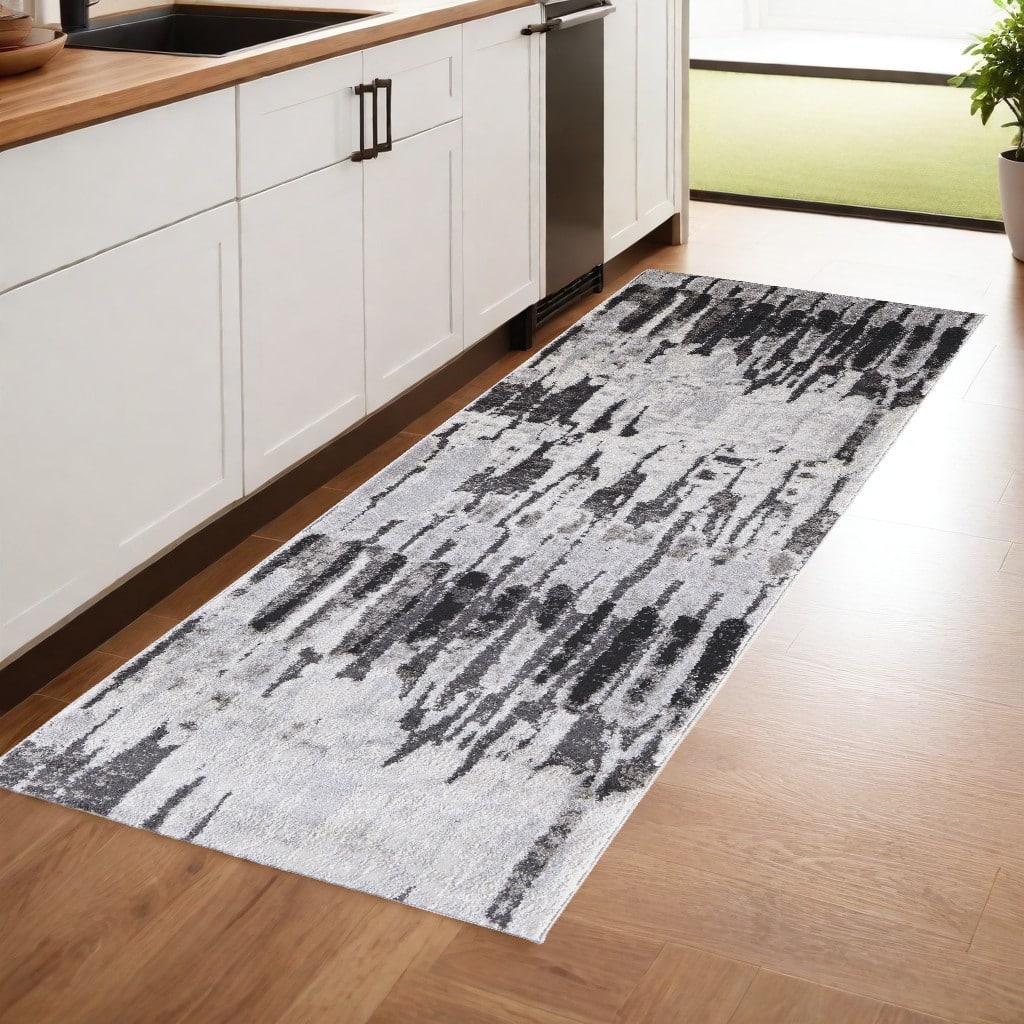 Vagim Power Loomed Abstract Modern Stain Resistant Area Rug By HomeRoots - 8' Runner