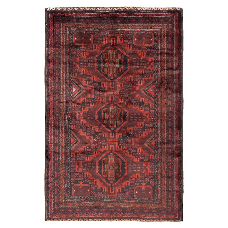 Teimani Red Rug 3'11" x 6'3" - 3'11 x 6'3 - Red - 3'11 x 6'3