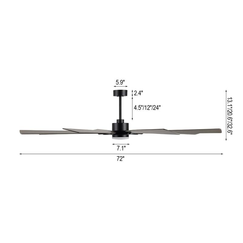 WINGBO 60-inch/72-inch 8-Blades Indoor DC Motor Ceiling Fan With LED Light and Remote Control