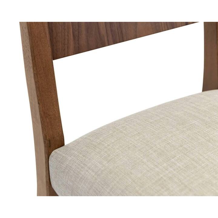 Two Wood Mid-Century Modern Kitchen Table Chairs, Brown