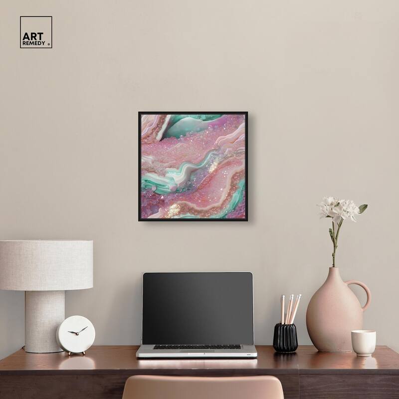 Pink and Mint Crystal III Canvas by Art Remedy