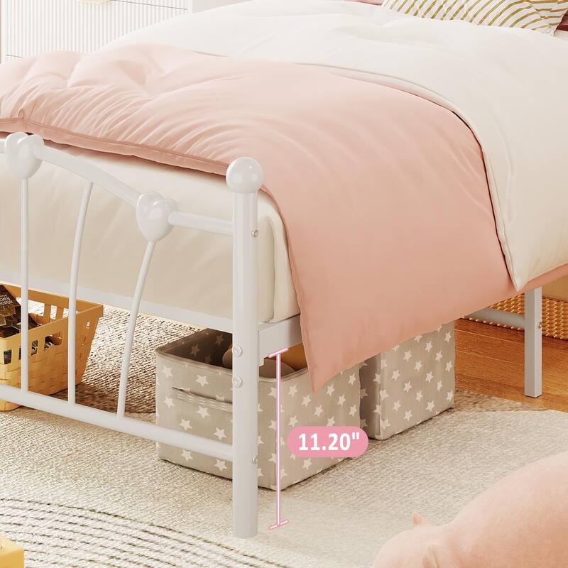 Heart Shaped Metal Bed Frame with Headboard and Footboard