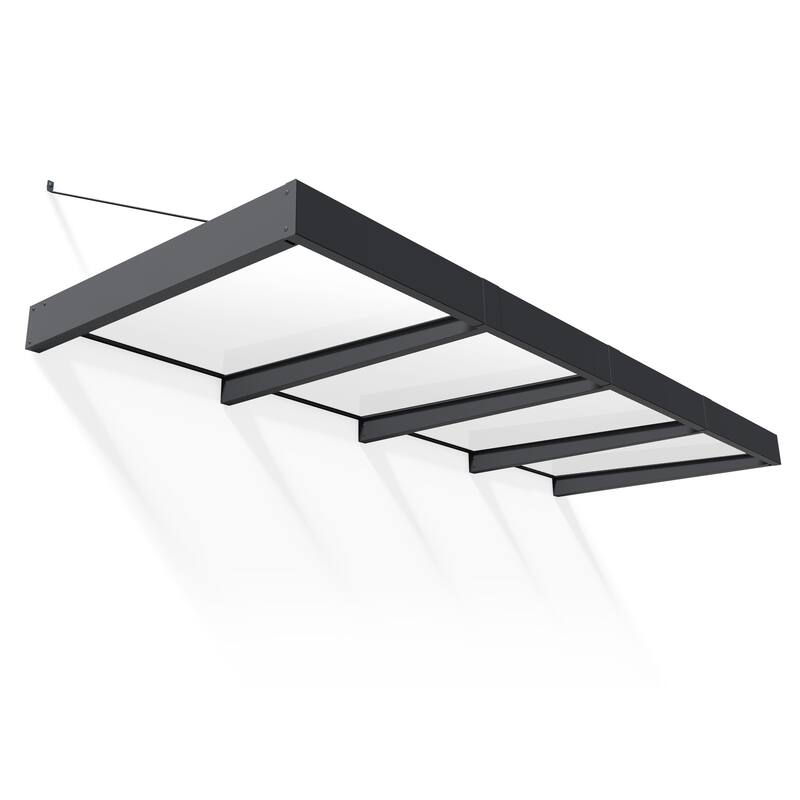 Sophia XL 5 ft. Door Awning Kit - Grey Structure & White Opal Panels