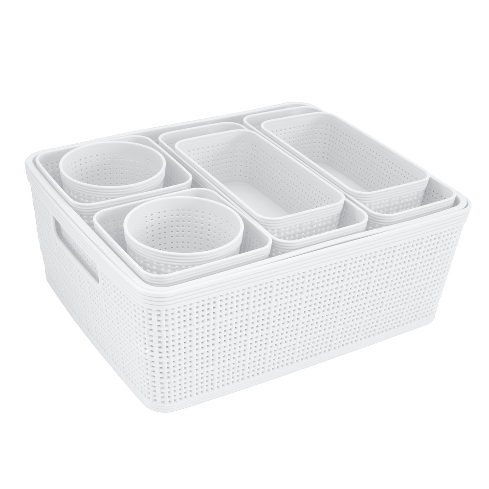Simplify Large Vinto Plastic Storage Box with Lid in Ivory