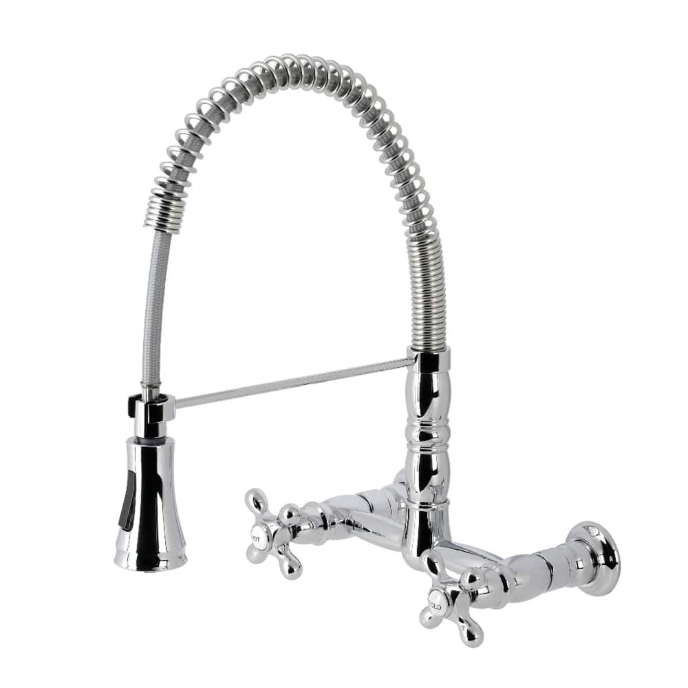 Heritage Two-Handle Wall-Mount Pull-Down Sprayer Kitchen Faucet