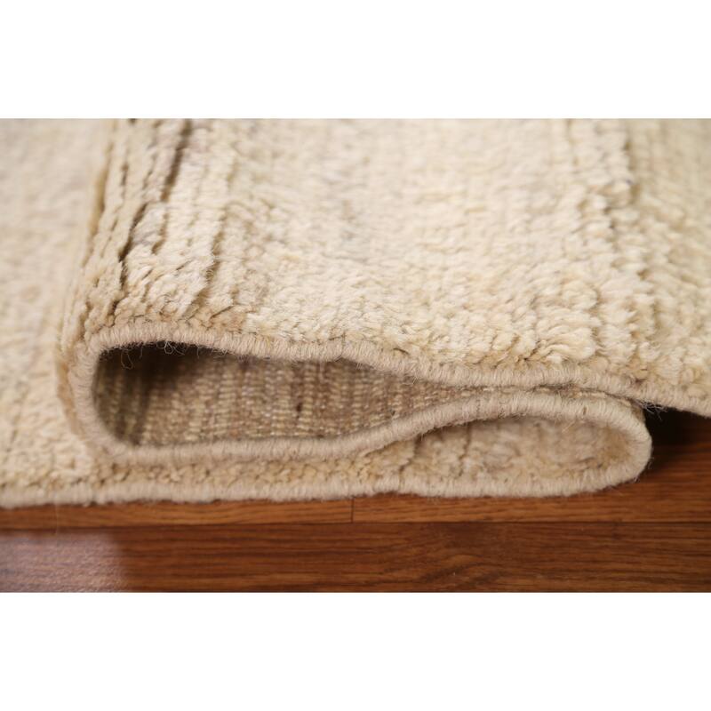 Hand Knotted Oriental 100% Wool Carpet Modern Tribal Beige & Ivories Moroccan Area Rug - 8' 1'' X 5' 8''
