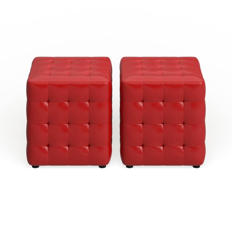 Porch & Den Las Olas Red Cube Ottoman (Set of 2)