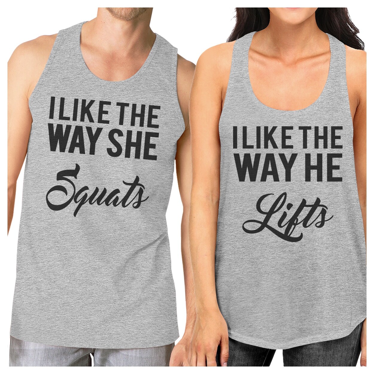 Shop Squats Lifts Couples Workout Tanks Couples Gift Matching Grey