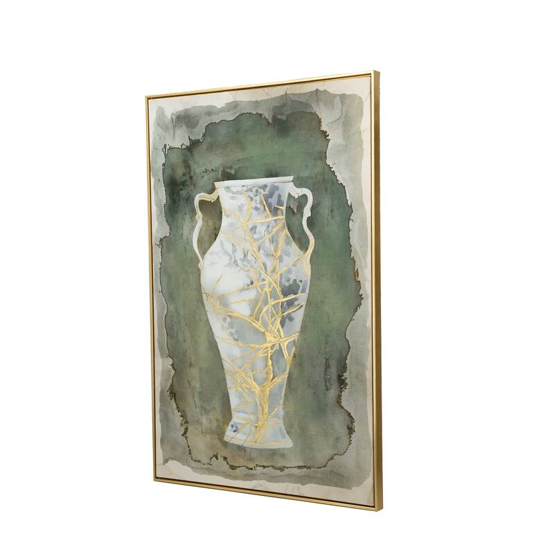 Modern Wall Decor Hand-Painted Canvas Artwork with Vintage Amphora Vase Design, for Living Room, Study and Office