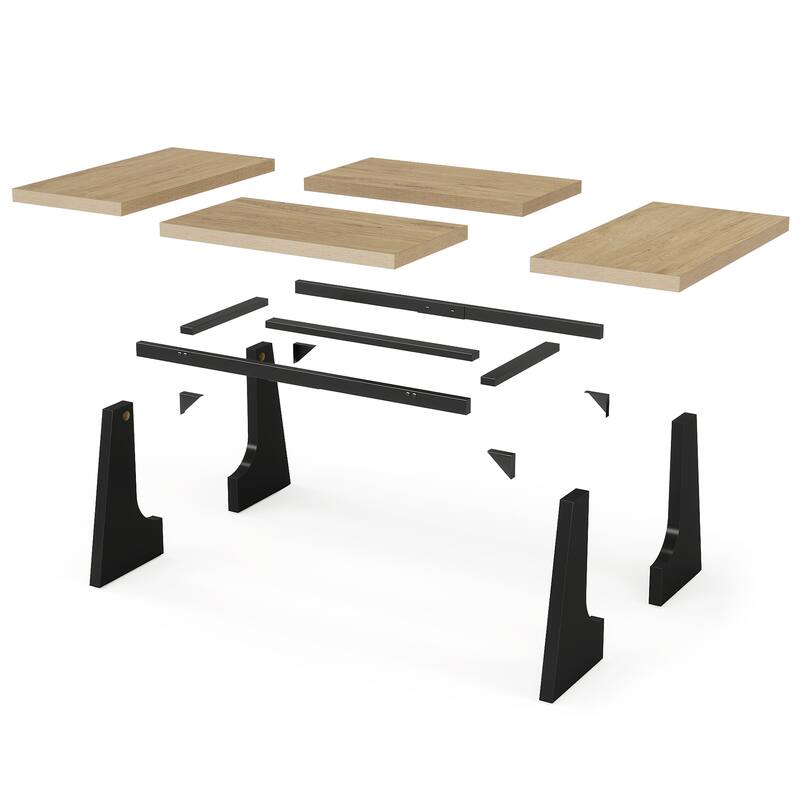 Oak Large Dining Table Wood Rectangular Kitchen Table for Dining Room