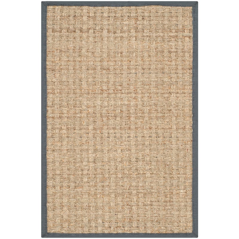 SAFAVIEH Natural Fiber Marina Basketweave Seagrass Rug - 2' x 3' - Natural/Dark Grey - Rectangle