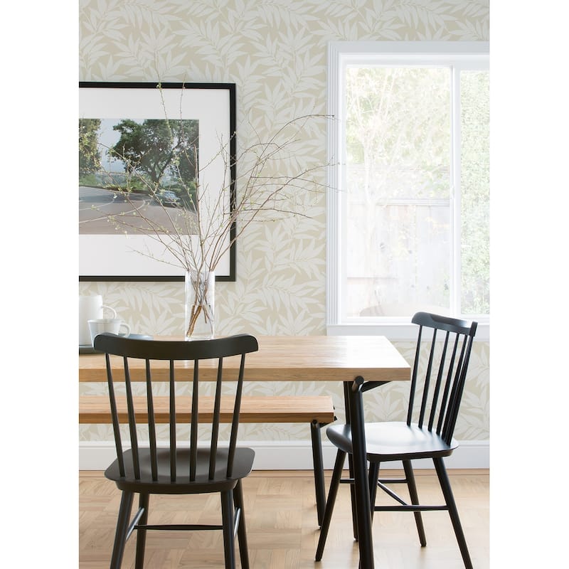 A-Street Prints Morris Taupe Leaf Wallpaper