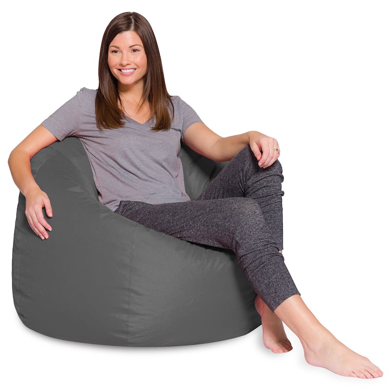 Kids Bean Bag Chair, Big Comfy Chair - Machine Washable Cover - 48 Inch Extra Large - Heather Gray