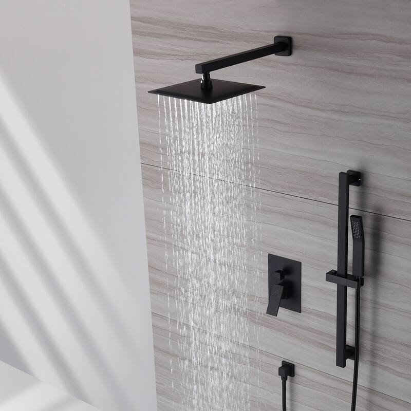 2 Function 10- Wall Mounted Dual Shower Heads Shower System With Sliding Rod Shower Hand