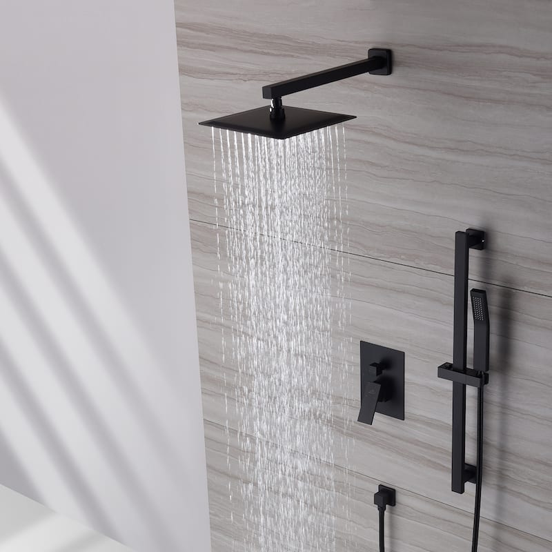 2 Function 10-inch Wall Mounted Dual Shower Heads Shower System With Sliding Rod Shower Hand