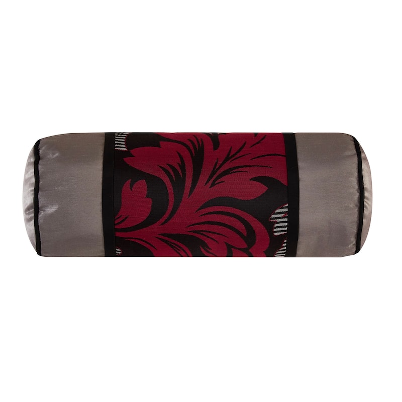 Nanshing Liana Embroidered Red and Black 7-Piece Floral Comforter Set