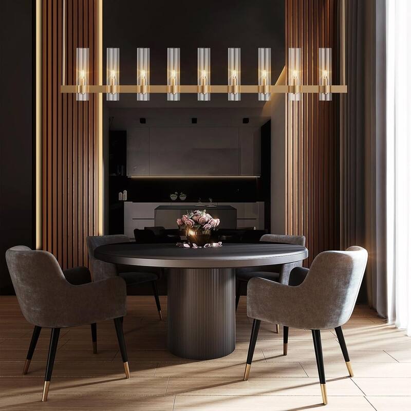 KAYLA Brass Kitchen Island Lighting- 16-Light Linear Chandelier